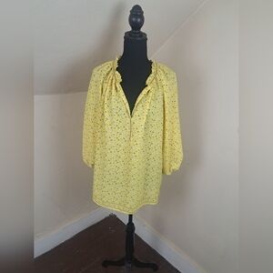 Max Studio Yellow Floral Blouse Size L